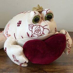 Vintage Marcel Shurman Frog Prince Plush Embroidered with Velvet Heart